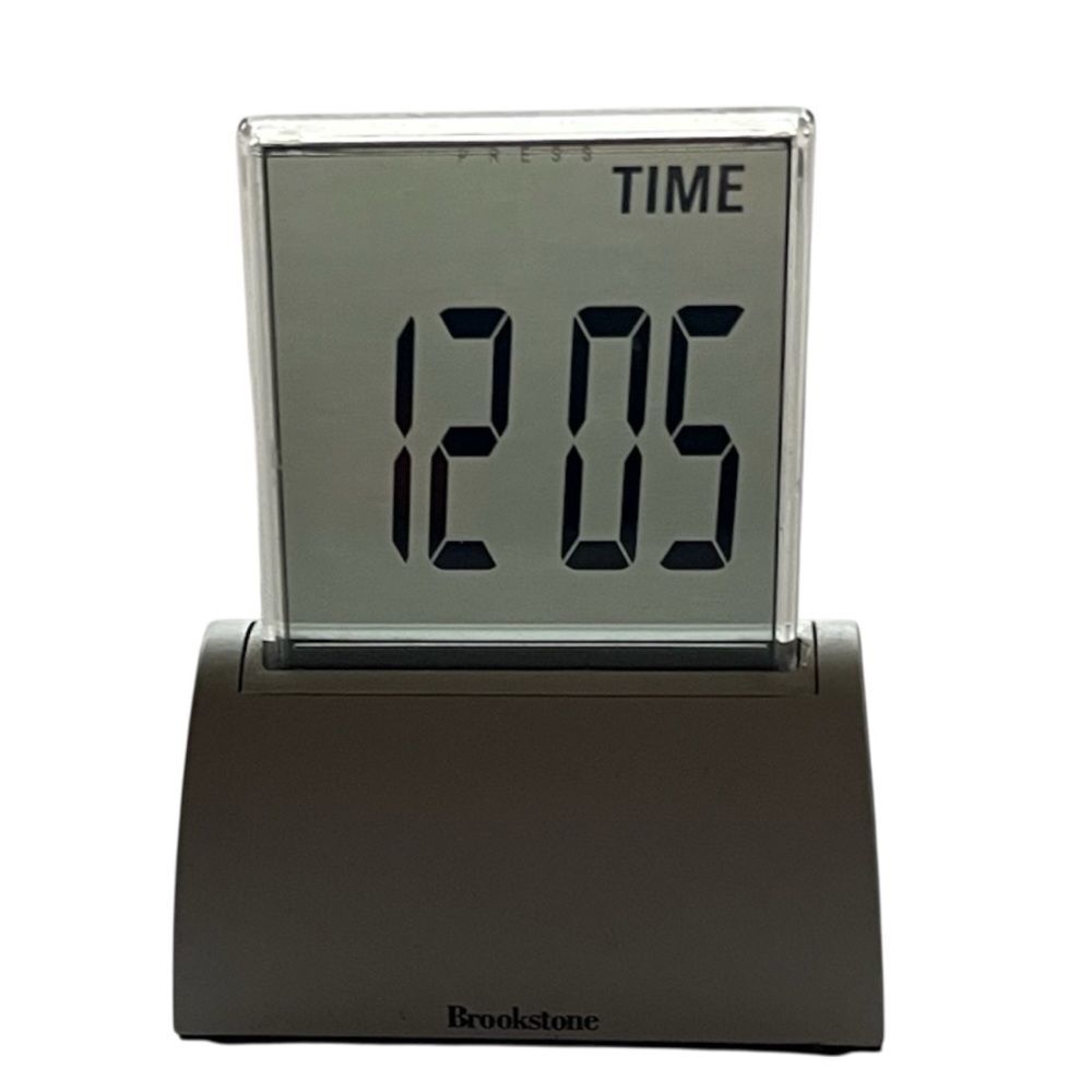 Brookstone Silver Travel Digital Alarm Clock LCD Display